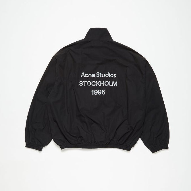 Acne Studios Logo Cotton Poplin Zipper Jacket Black