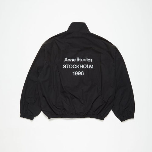 Acne Studios Logo Cotton Poplin Zipper Jacket Black