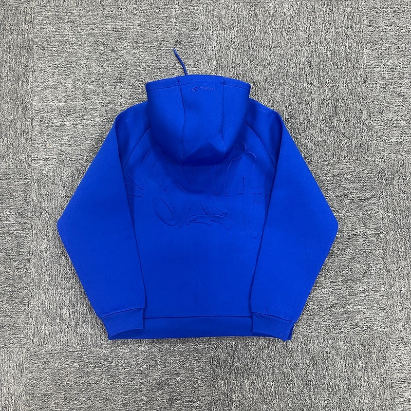 Syna World - Neoprene Embossed Zip Hoodie Blue