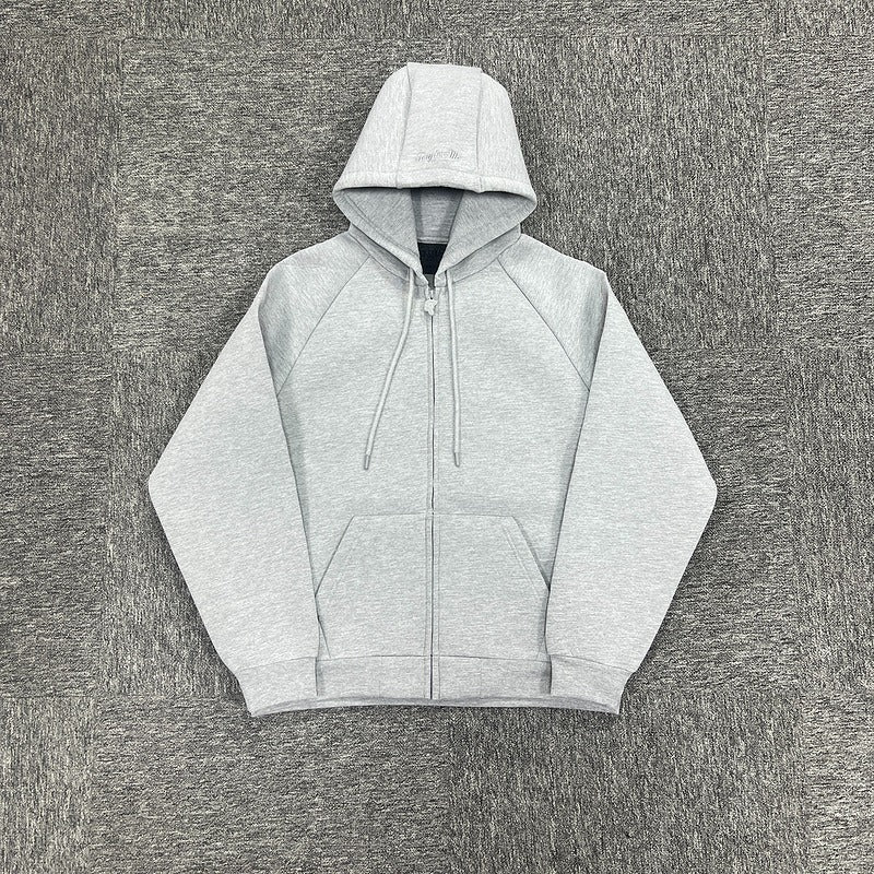 Syna World - Neoprene Embossed Zip Hoodie Grey