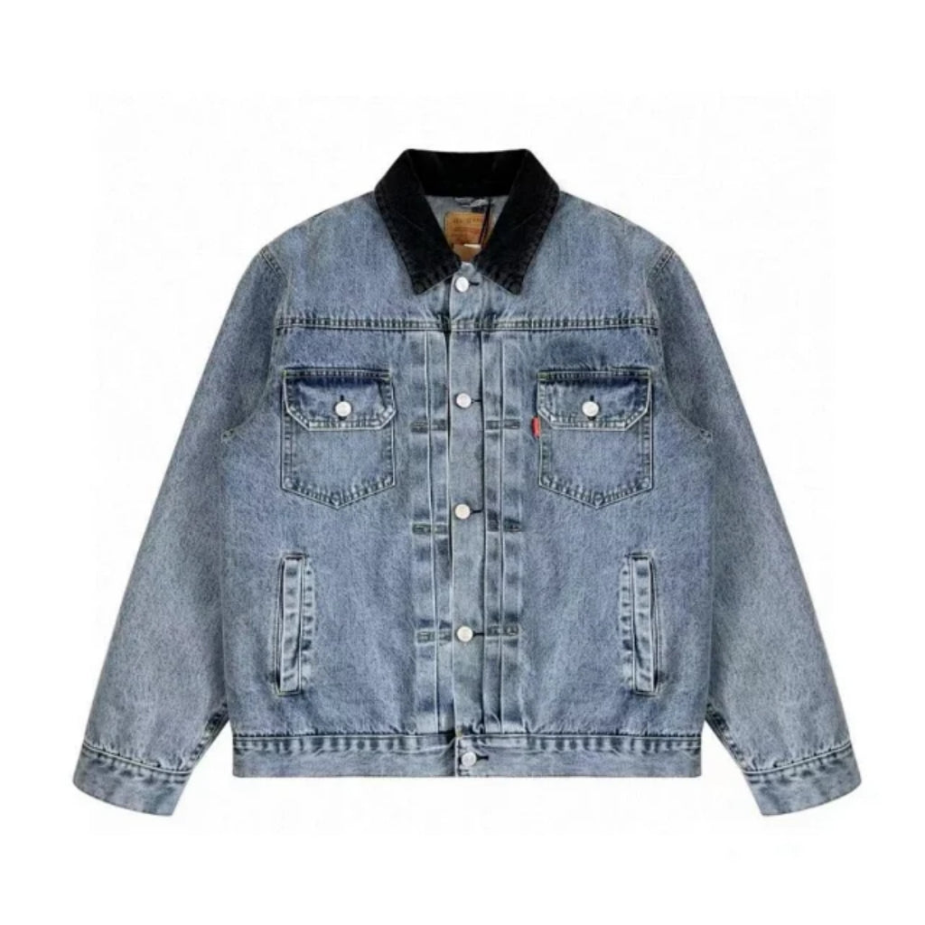 Stussy x Levi's Embossed Praglad Trucker Jacket - Rugged-Blue
