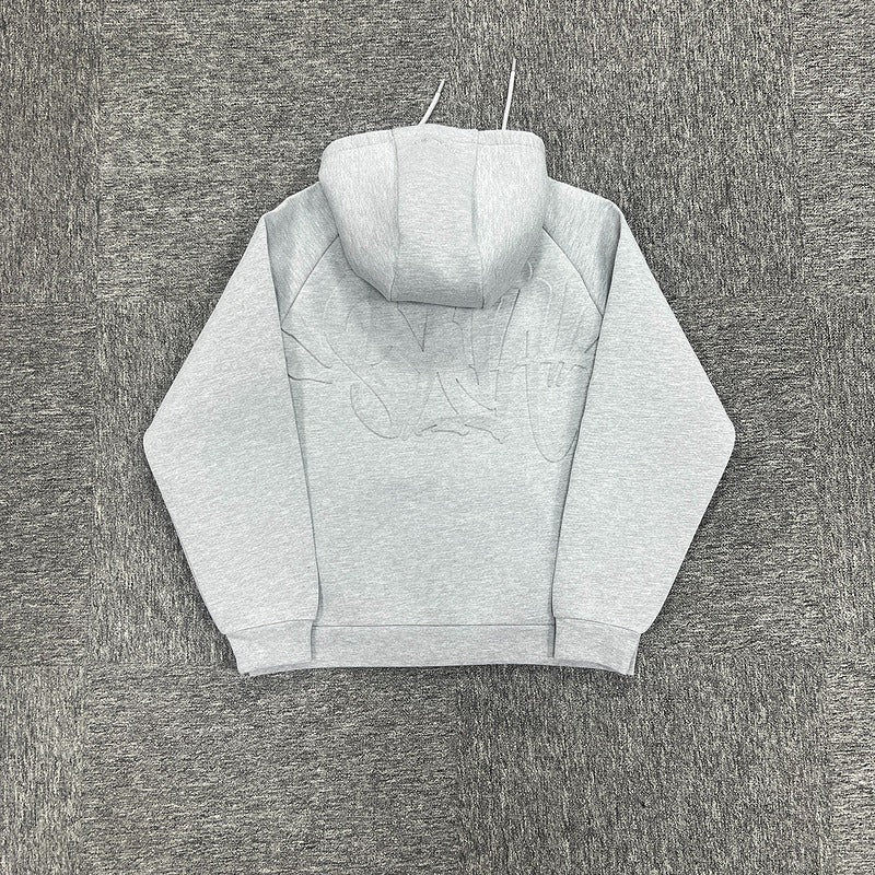 Syna World - Neoprene Embossed Zip Hoodie Grey