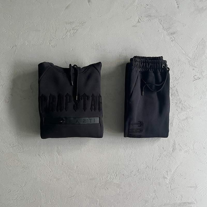 Trapstar Hoodie & Pants Set - Decoding chenille 2.0 All Black