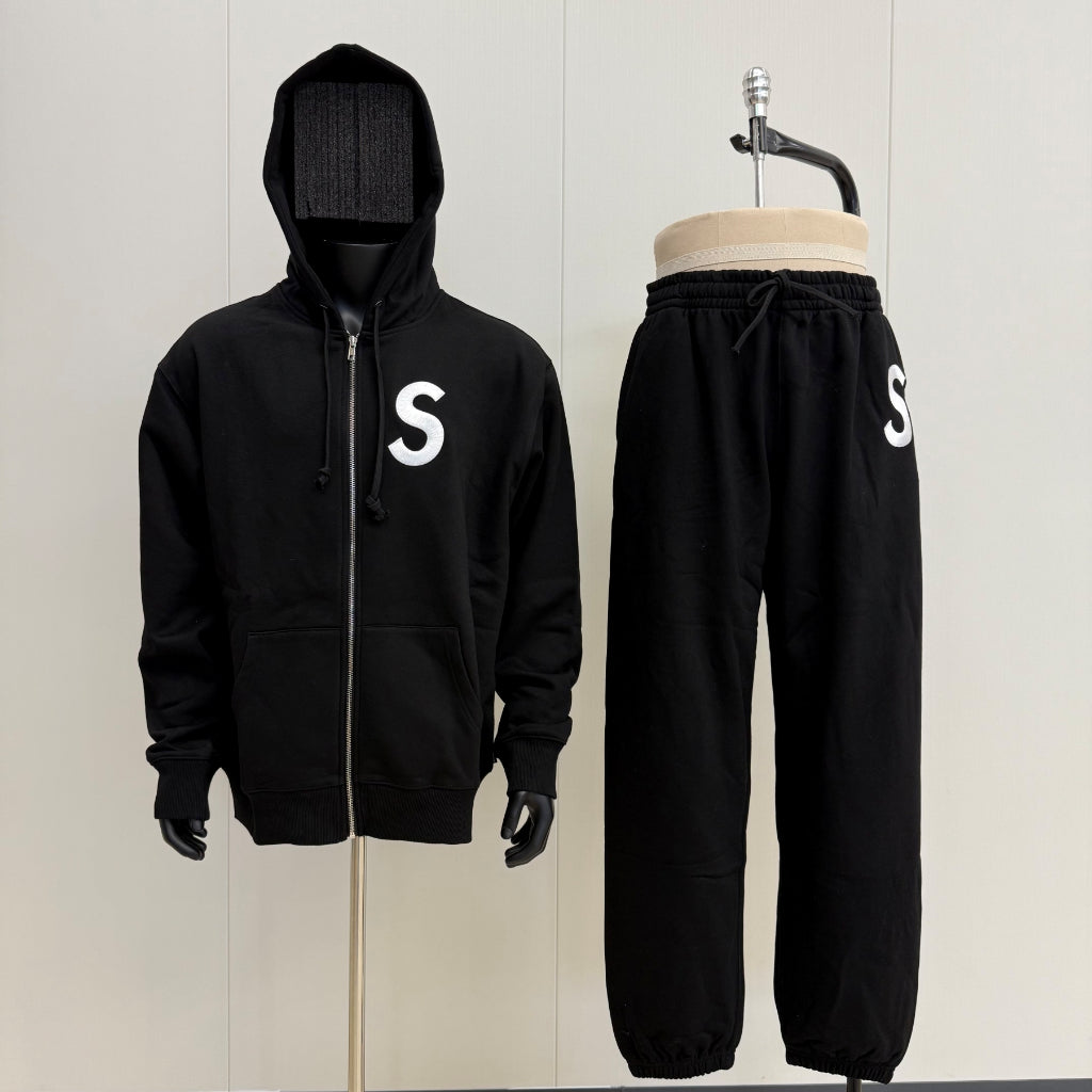 Supreme S Logo Zip Up Hoodie & Sweatpants Set - Black - FW24