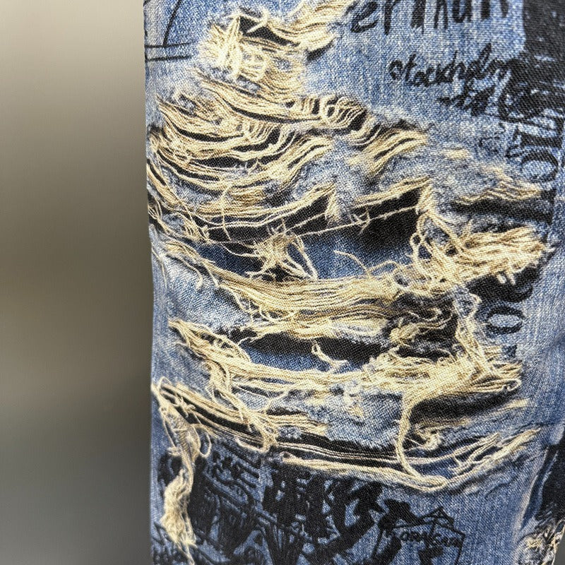 Acne Studios - 2023M [Super Baggy fit jeans] - trompe l'oeil 3D Print - Torn Scribble