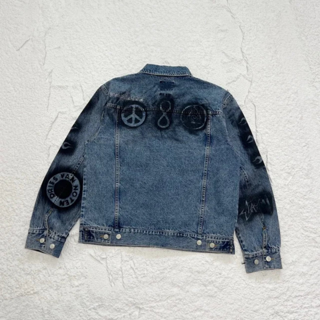 Stussy x Dries Van Noten Hand-Stencilled Denim Jacket 'Washed Blue'