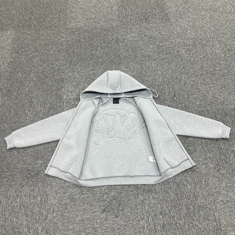 Syna World - Neoprene Embossed Zip Hoodie Grey