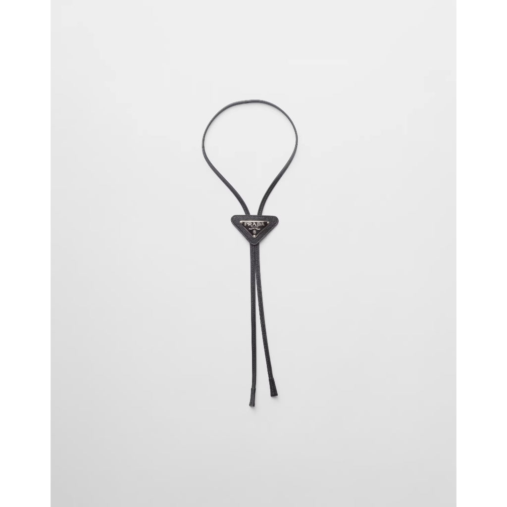 PRA Black Saffiano Leather Bolo Tie