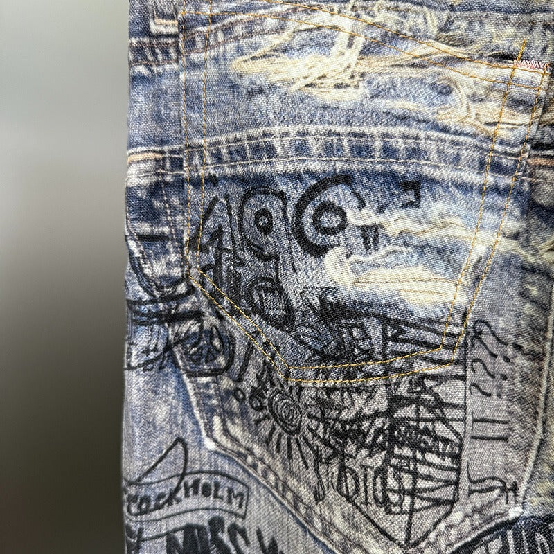 Acne Studios - 2023M [Super Baggy fit jeans] - trompe l'oeil 3D Print - Torn Scribble