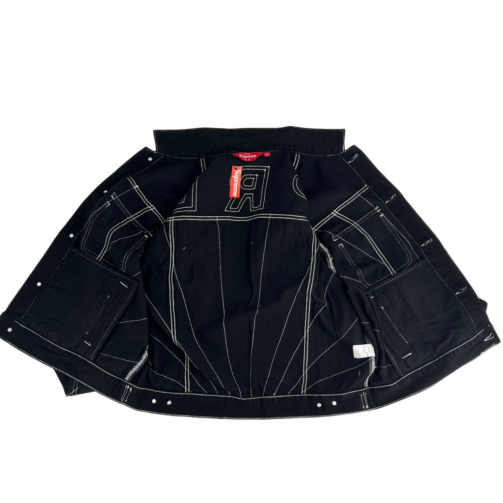 Supreme. Radial Embroidered Denim Trucker Jacket - Black
