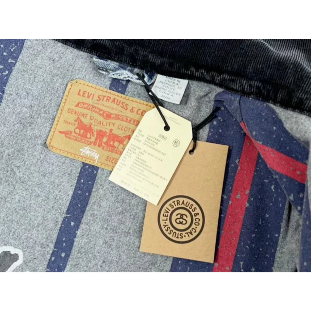 Stussy x Levi's Embossed Praglad Trucker Jacket - Rugged-Blue