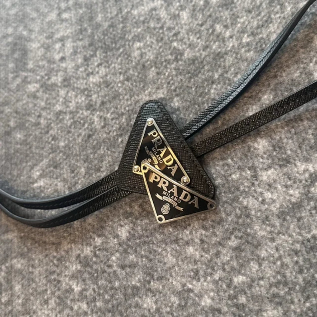 PRA Black Saffiano Leather Bolo Tie