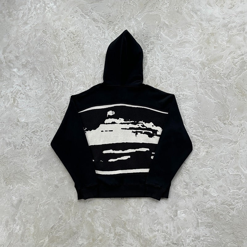 HYBRID JACQUARD KNIT ALCATRAZ ZIP HOODIE - Corteiz