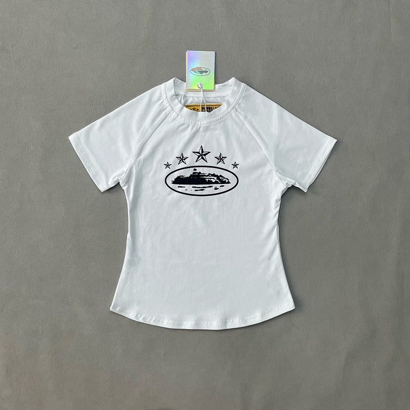Women's 5 Starz Baby Top White - Corteiz