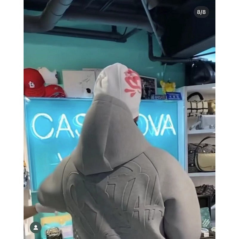 Syna World - Neoprene Embossed Zip Hoodie Grey