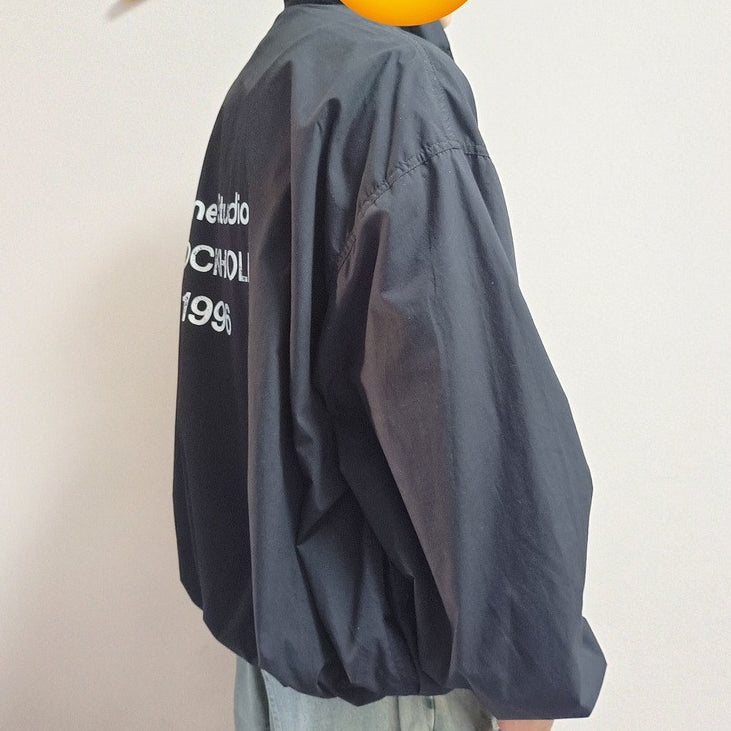 Acne Studios Logo Cotton Poplin Zipper Jacket Black