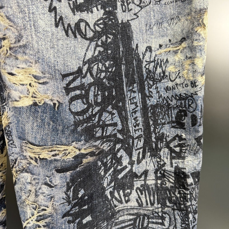 Acne Studios - 2023M [Super Baggy fit jeans] - trompe l'oeil 3D Print - Torn Scribble