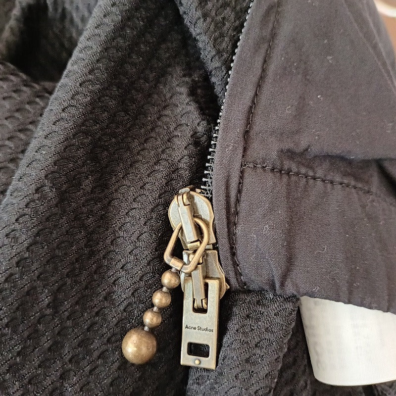 Acne Studios Logo Cotton Poplin Zipper Jacket Black
