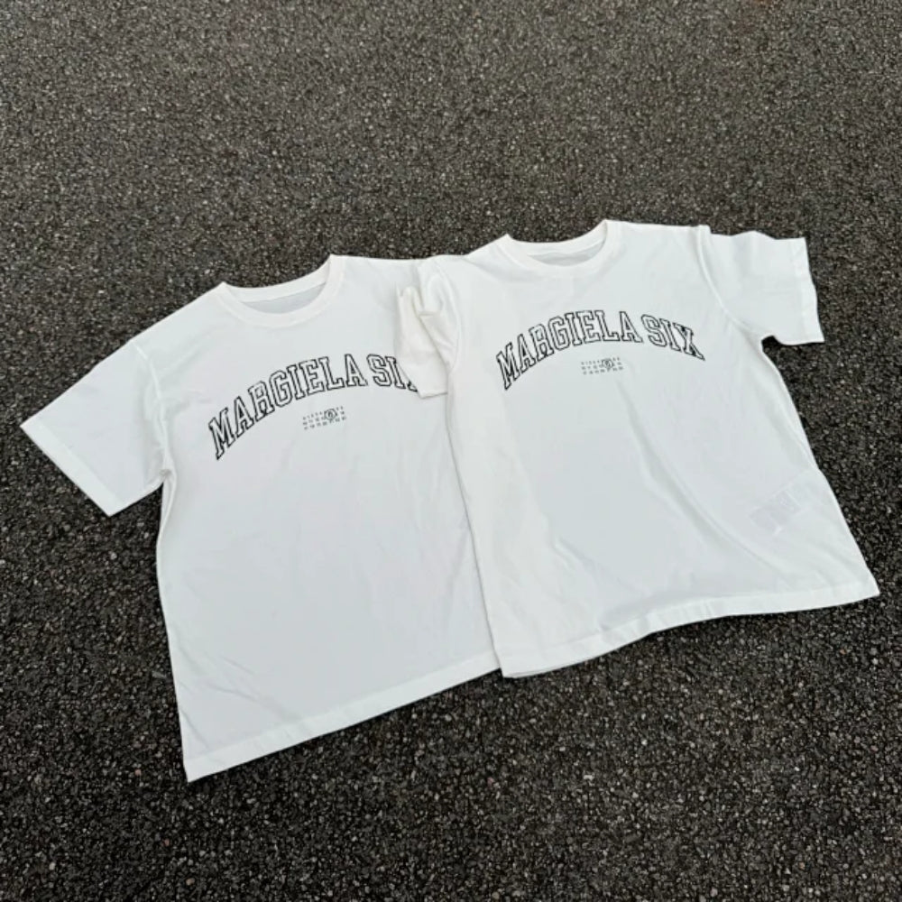 MM6 Logo Varsity Tee - [BLACK/WHITE]
