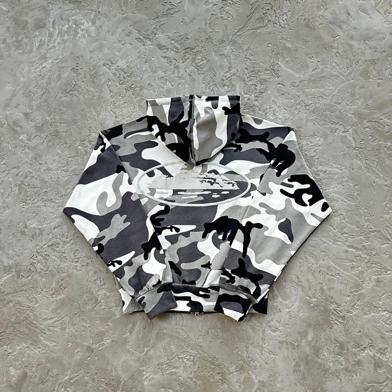 Island Puff Print Zip Hoodie [Arctic Camo] - CRTZ.RTW
