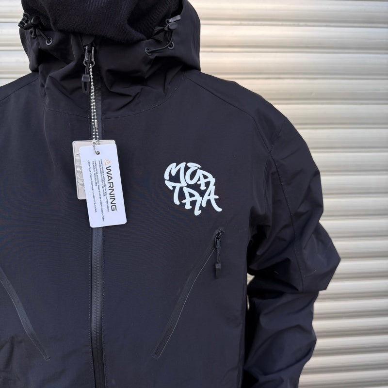 mertra - Monogram Shell Jacket (Black) - Water sensitive monogram pattern effect