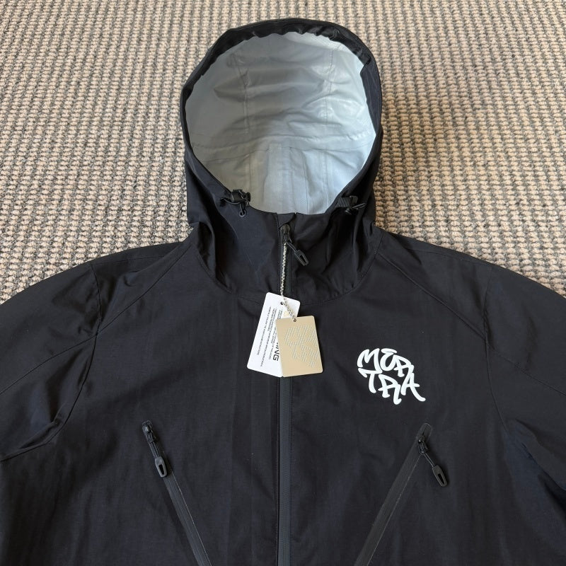 mertra - Monogram Shell Jacket (Black) - Water sensitive monogram pattern effect