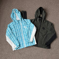 mertra - Asymmetrical Plaid Softshell Jacket [GREEN/BLUE]