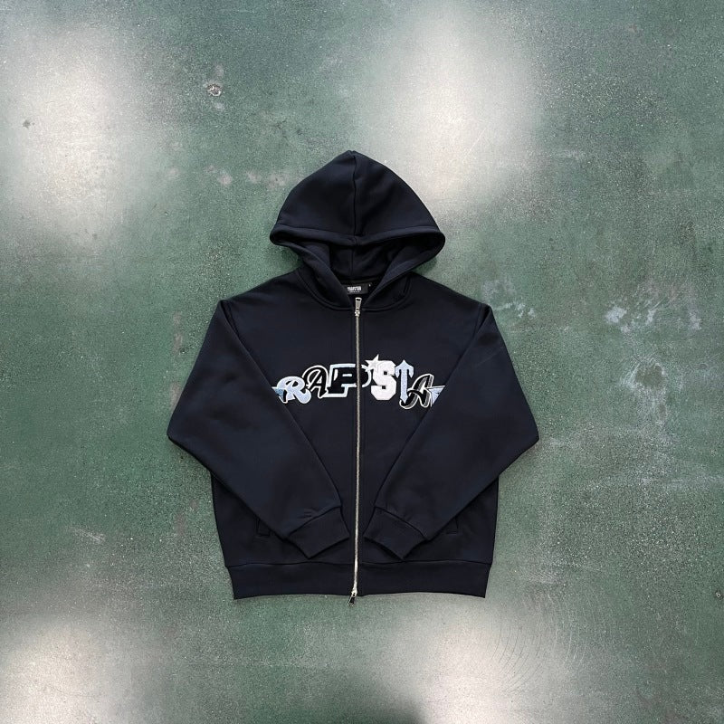 Trapstar Wildcard chenille Hoodie Tracksuit - Black Blue Edition
