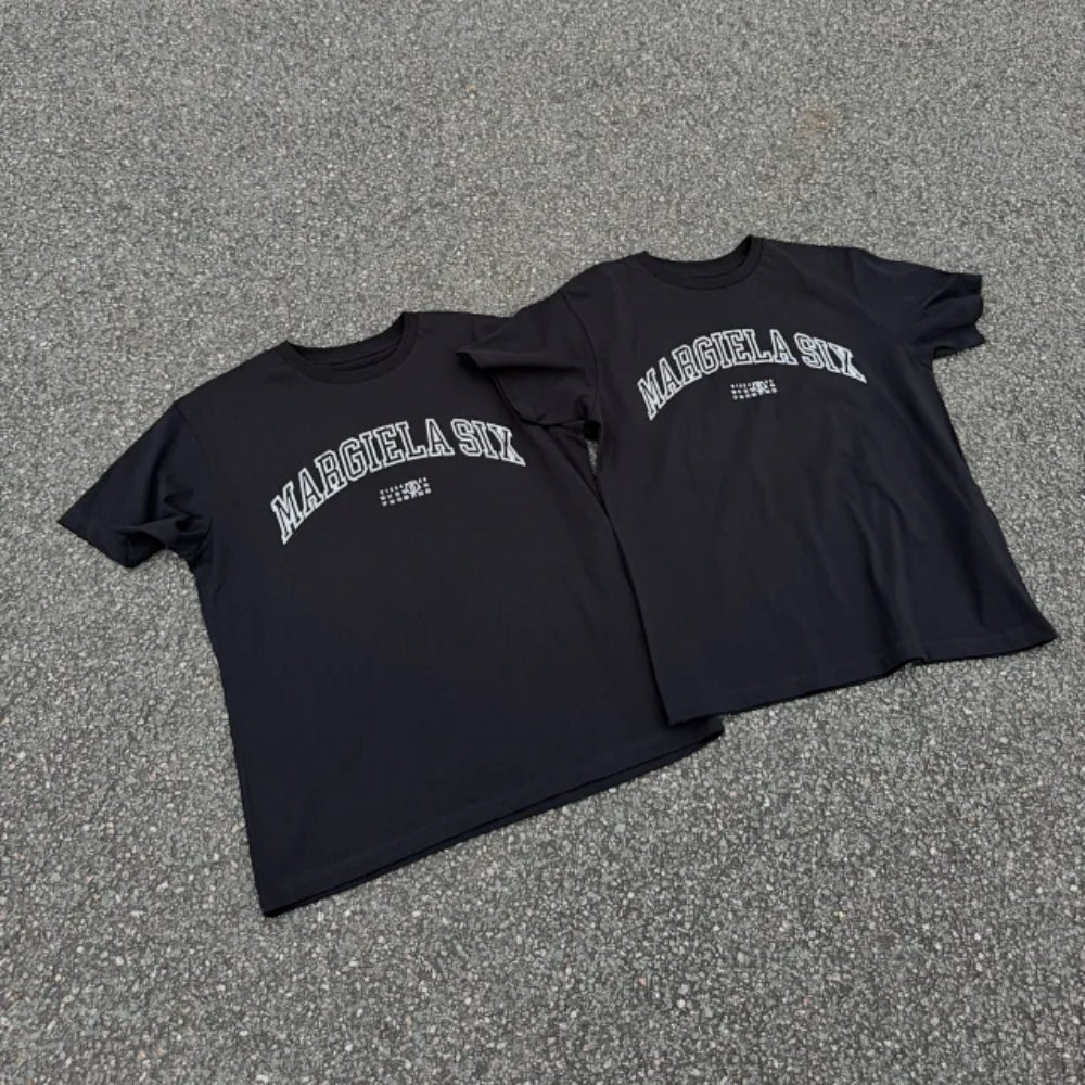 MM6 Logo Varsity Tee - [BLACK/WHITE]