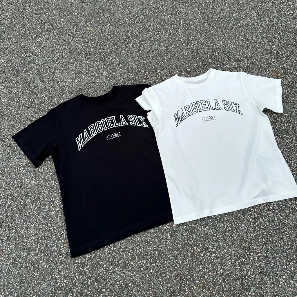 MM6 Logo Varsity Tee - [BLACK/WHITE]
