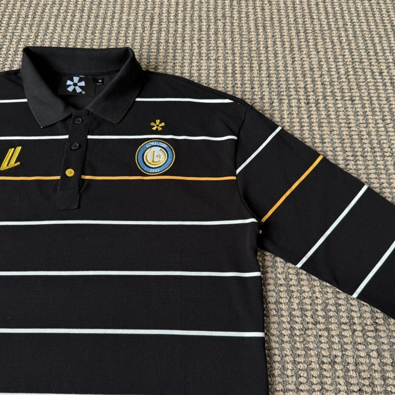 Ultralight London - Long Sleeve Stripe Polo Shirt [Black]