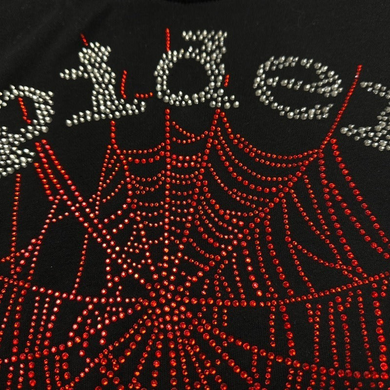 Sp5der OG Rhinestone Logo Hoodie [Black]