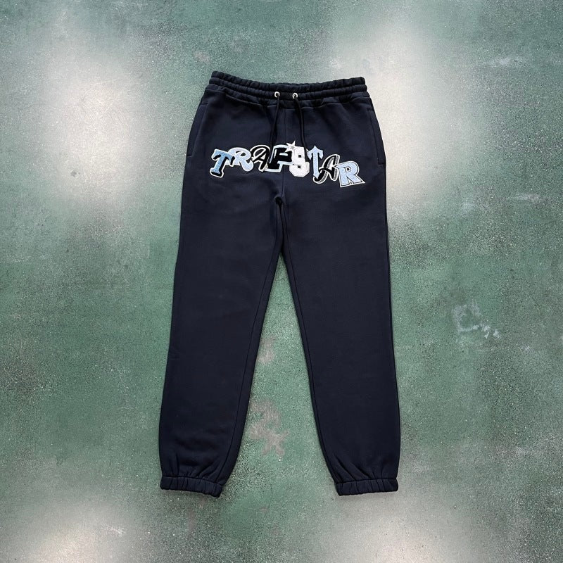 Trapstar Wildcard chenille Hoodie Tracksuit - Black Blue Edition