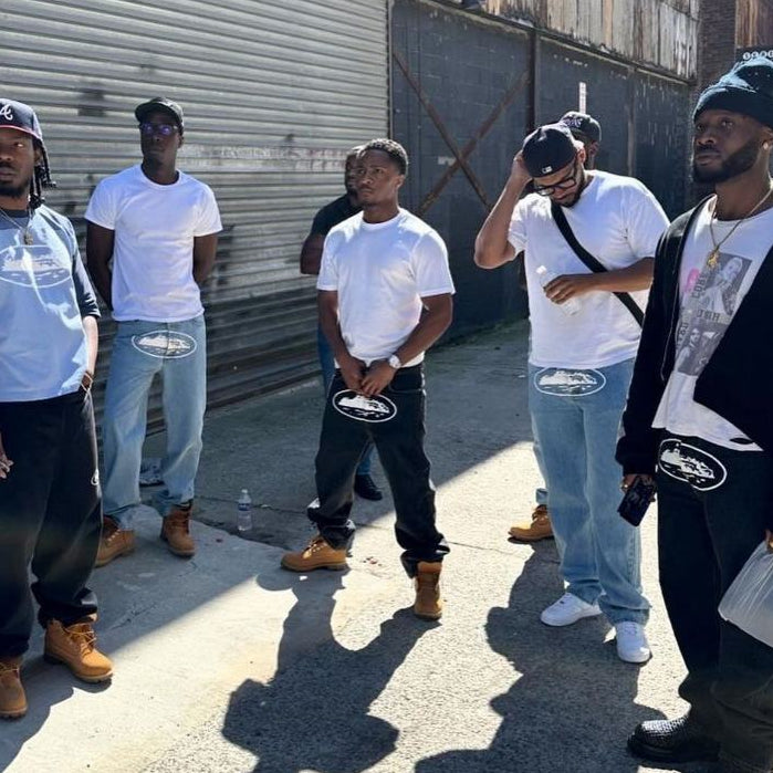 Alcatraz Baggy Denim Jeans [Black/Light Blue] - Corteiz