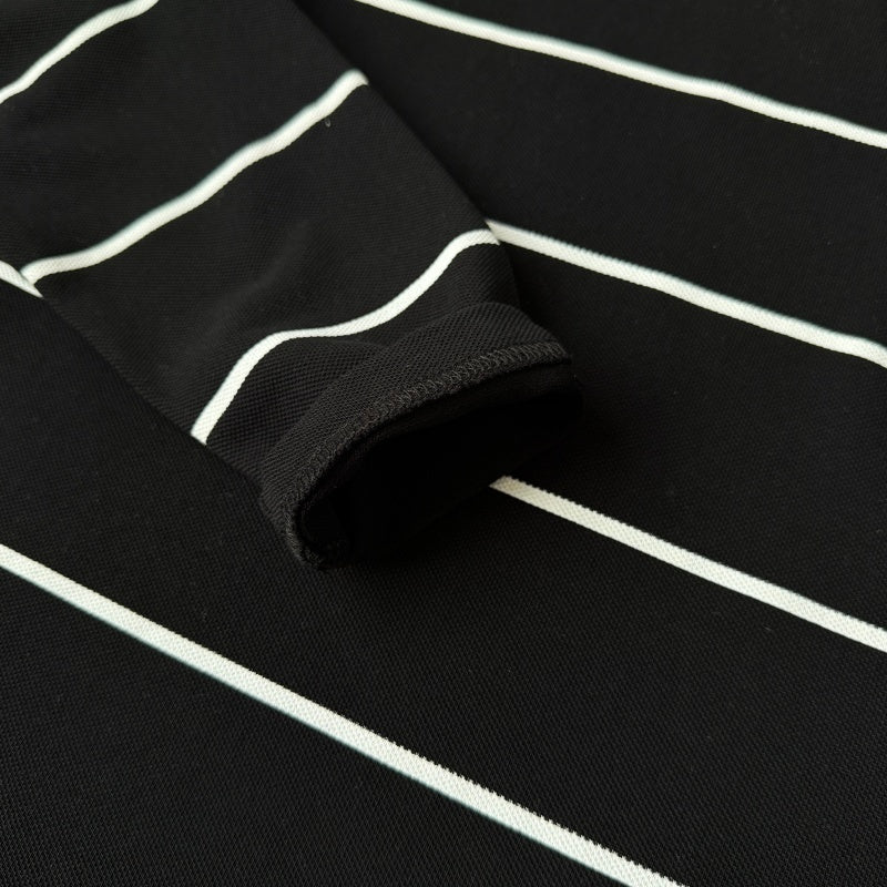 Ultralight London - Long Sleeve Stripe Polo Shirt [Black]