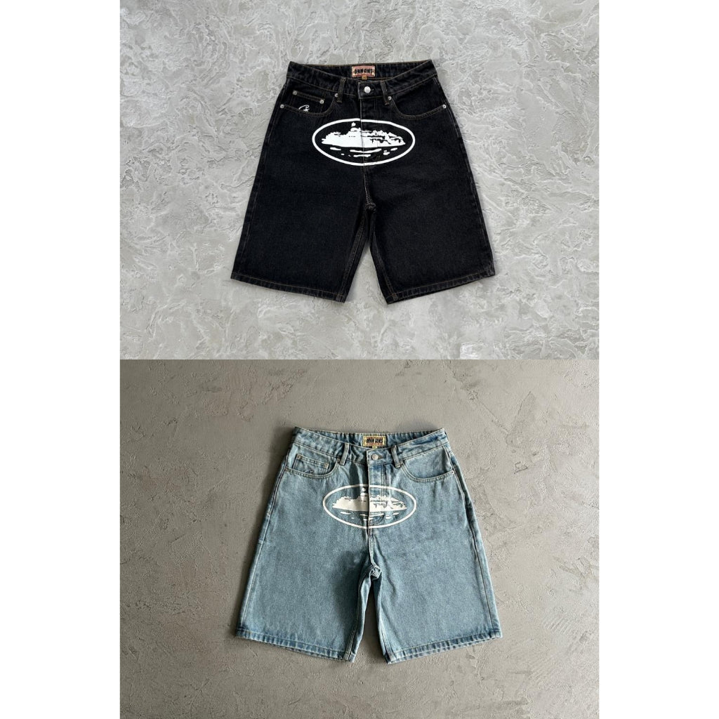 Baggy Denim Shorts - Corteiz [STONEWASH/WASHED BLACK]