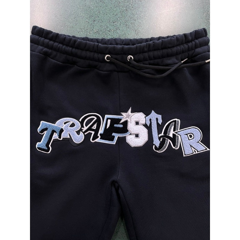 Trapstar Wildcard chenille Hoodie Tracksuit - Black Blue Edition