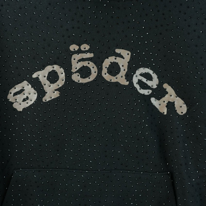 Sp5der VVS Rhinestone Hoodie [Black]