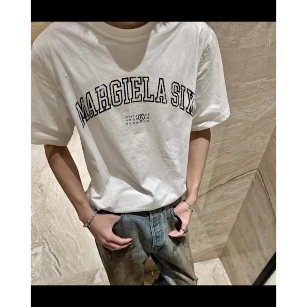 MM6 Logo Varsity Tee - [BLACK/WHITE]