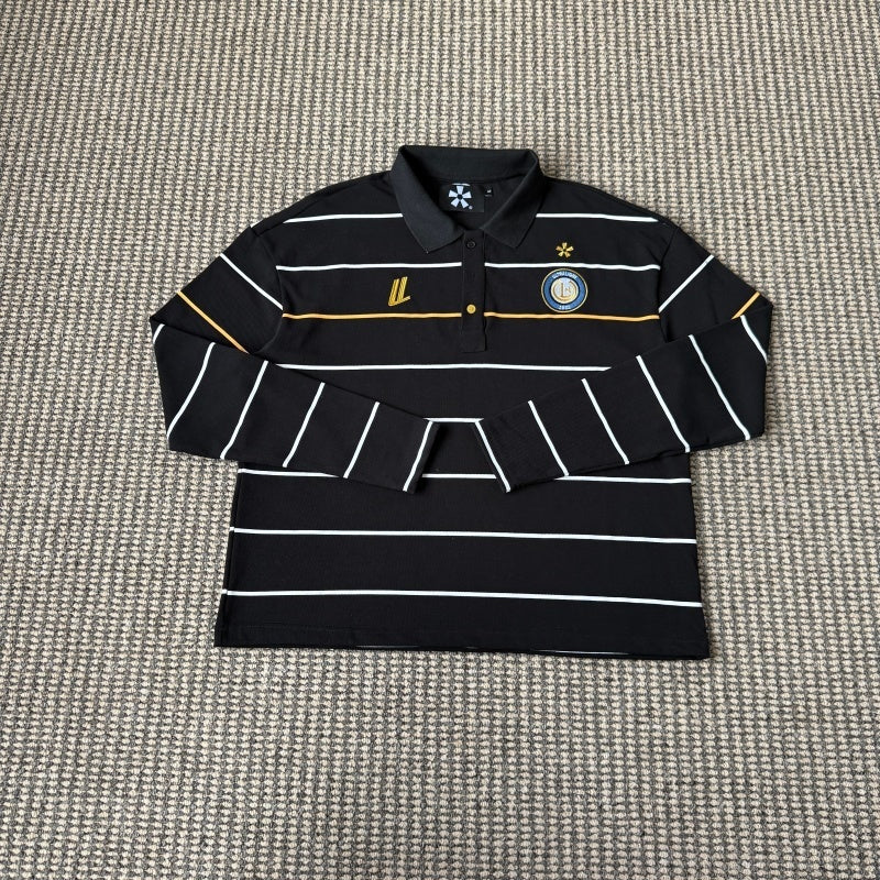 Ultralight London - Long Sleeve Stripe Polo Shirt [Black]