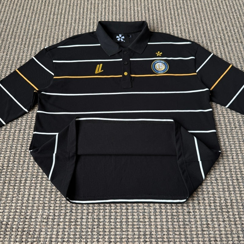 Ultralight London - Long Sleeve Stripe Polo Shirt [Black]