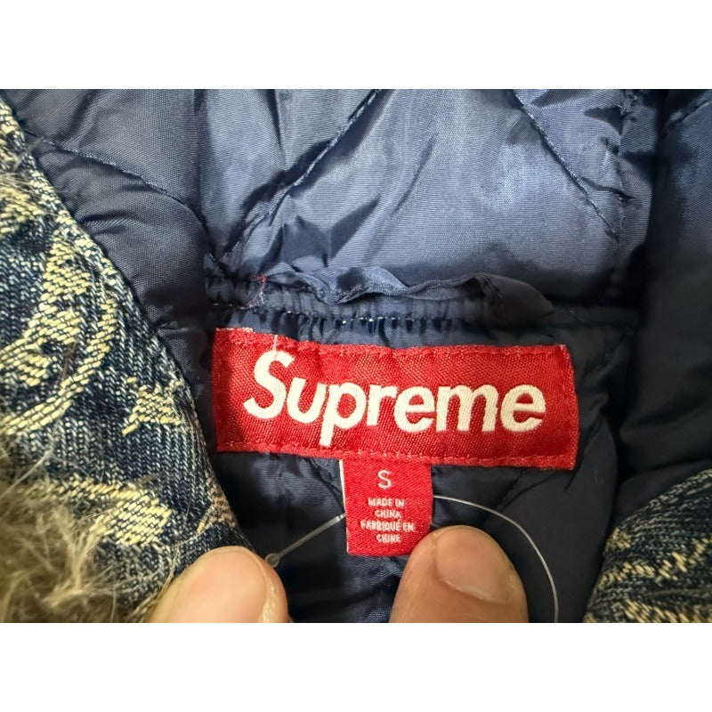 Supreme Bandana Jacquard Denim Hooded Work Jacket [Black/Blue]