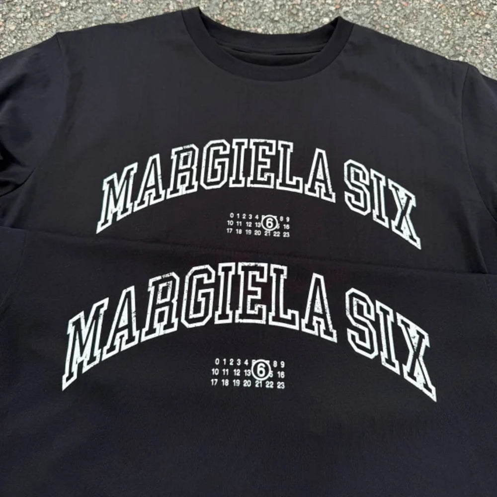MM6 Logo Varsity Tee - [BLACK/WHITE]