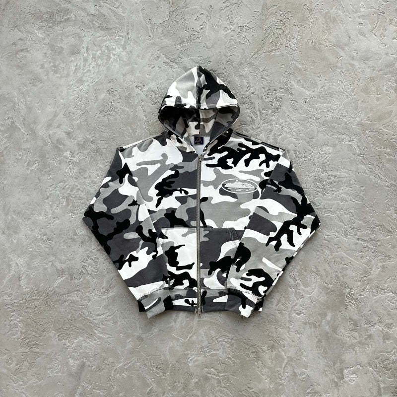 Island Puff Print Zip Hoodie [Arctic Camo] - CRTZ.RTW