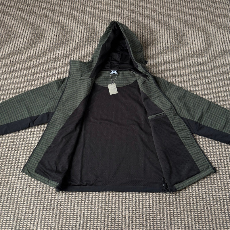 mertra - Asymmetrical Plaid Softshell Jacket [GREEN/BLUE]