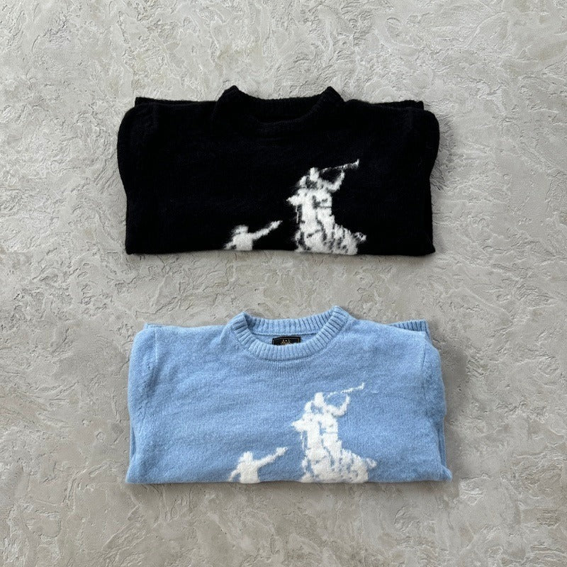 Jackin Knit Sweater - Corteiz.RTW [BLACK/BLUE]