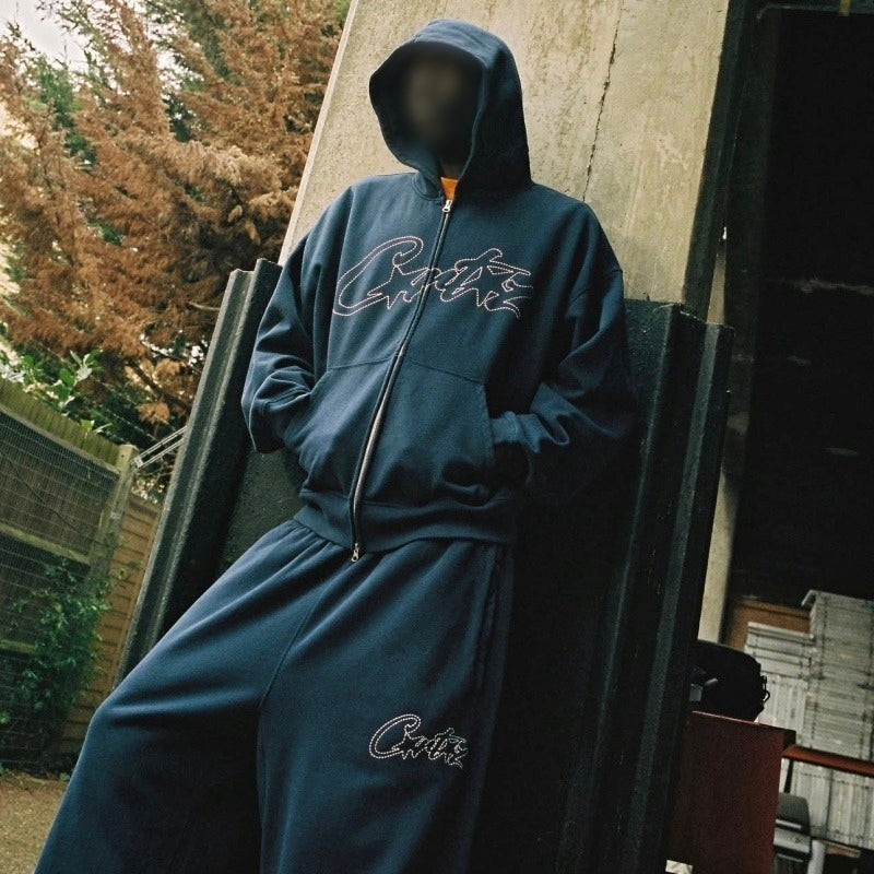 Thick Stitch Allstarz Zip Hoodie/ Sweatpants/ Set - Corteiz [NAVY]