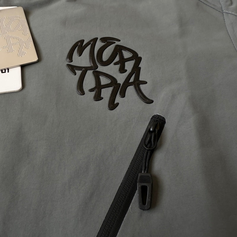 mertra - Monogram Shell Jacket (Grey) - Water Reactive Monogram Pattern Effect
