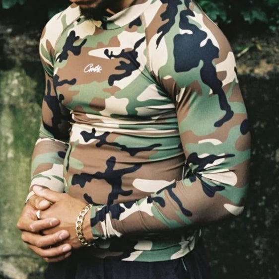 LITEWORK COMPRESSION TOP - Corteiz.RTW [BLACK/WOODLAND CAMO]