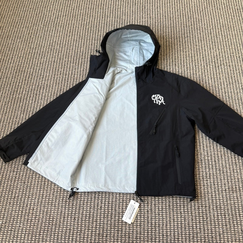 mertra - Monogram Shell Jacket (Black) - Water sensitive monogram pattern effect
